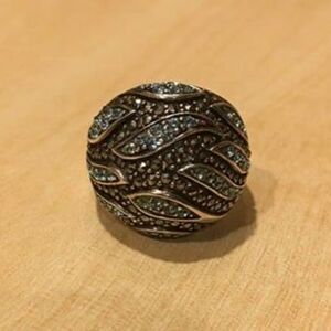 Marcasite ring, size 10 with blue stones
